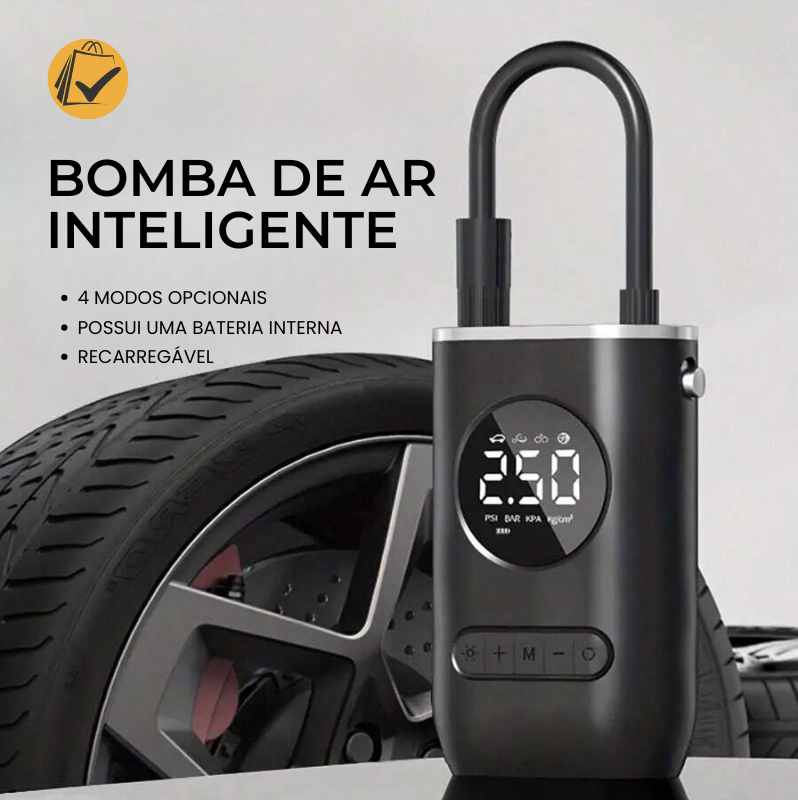 AirTech Pro - Bomba de Ar Portátil com Calibrador Digital